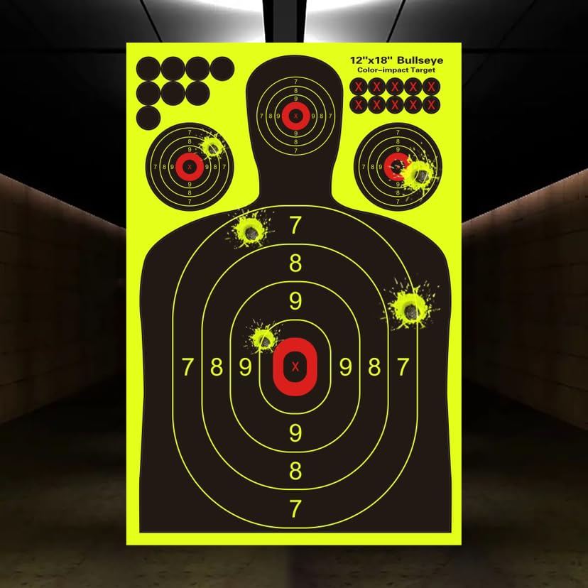18x12 Inch Shooting Targets - Adhesive Splatter Reactive Paper - Visual Feedback for Gun, Rifle, BB Gun, Recurve Bow, Slingshot - Outdoor Sports, Gun Enthusiasts (10)