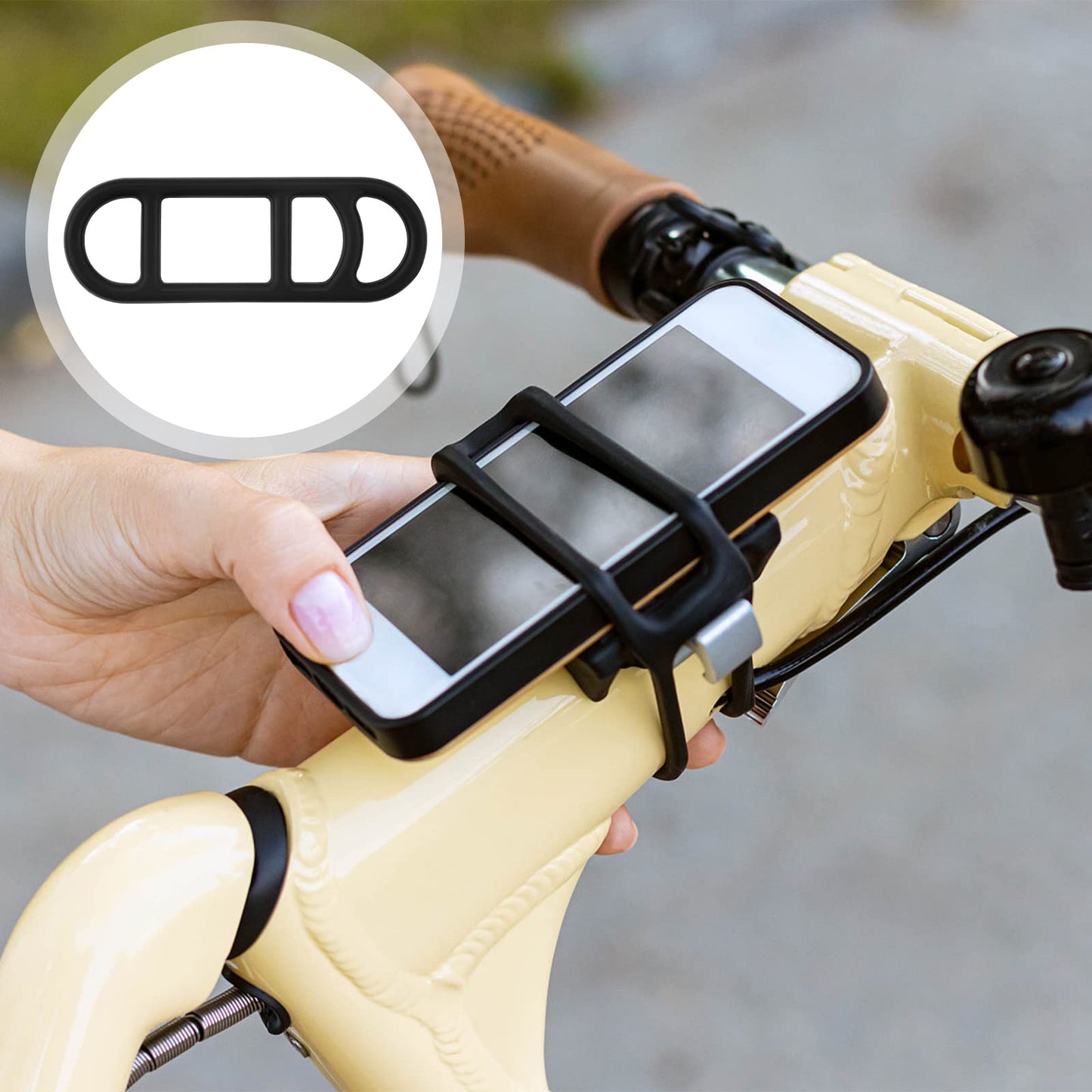 AIEX 8pcs Bike Silicone Mount Band, Bike Light Mount Band Bike Phone Mount Bands Strap (Black)