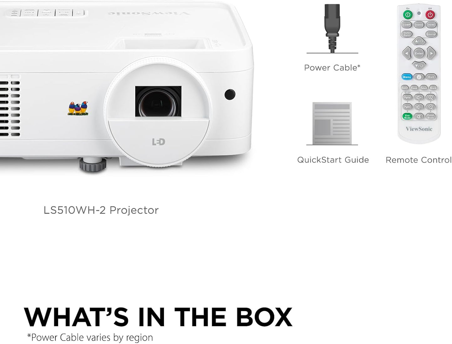 Viewsonic LS510WH-2 3000 Lumens WXGA Laser Projector with Wide Color Gamut and 360-Degree Orientation for Business and Education