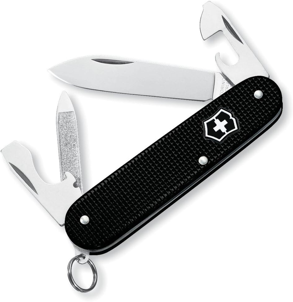 Victorinox Cadet Alox Swiss Army Knife, 9 Functions, Swiss Made Pocket Knife with Large Blade, Screwdriver, Can Opener and Wire Stripper - Silver