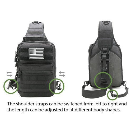 GAZJYUSP Tactical travel sling bag Molle Crossbody bag Small tactical concealed carry bag Over the shoulder bag Daypack Range Bag Shoulder pack Hunting chest Bag (Black)