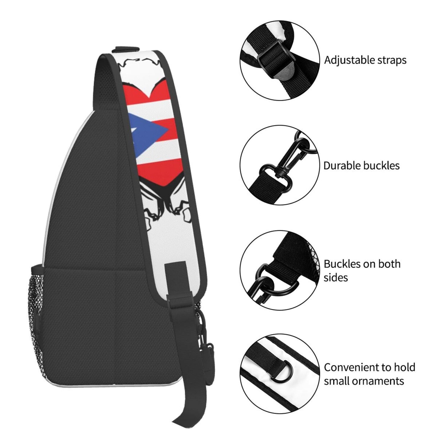 Puerto Rico Flag Sling Bag,Multipurpose Crossbody Backpack Shoulder Chest Bag for Women Men Travel Hiking Daypack
