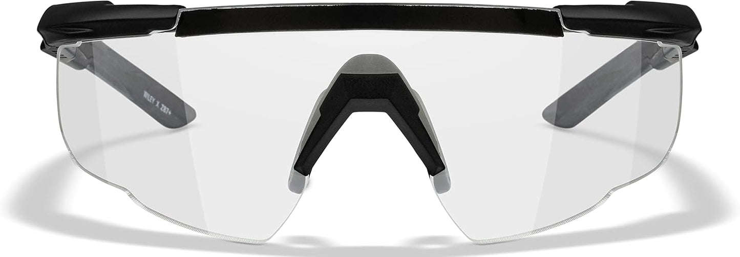Wiley X Saber Advanced Shooting Glasses ANSI Z87.1+ Safety Sunglasses for Men and Women, UV and Eye Protection for Hunting and Shooting Matte Black Frames, Clear Lenses, Ballistic Rated