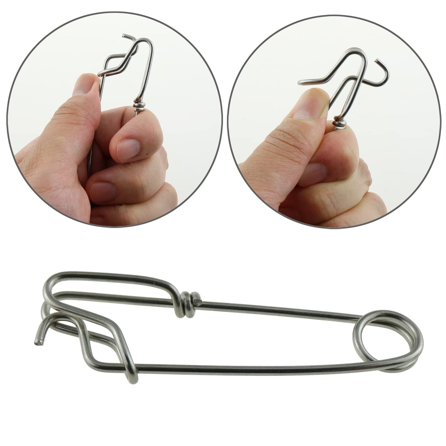 LUORNG 10pcs Longline Snap Clips 8x2cm Stainless Steel Tuna Clips for Floats Tuna Fishing Line Fishing, Closed Eye Pin