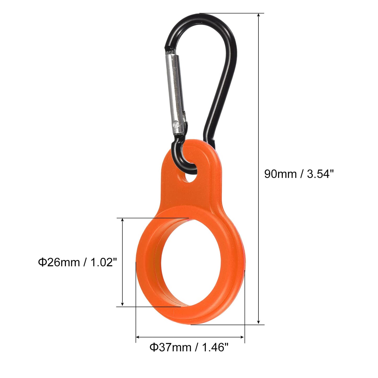 PATIKIL Silicone Water Bottle Clip with Buckle, 3 Pack Drink Holder Hook Keychain Clip Ring for Outdoor Activities Daily Use, Orange Black