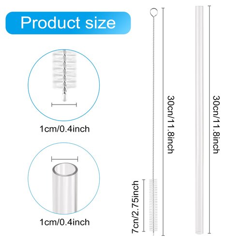 Replacement Straw Compatible with Stanley 40 oz 30 oz Cup Tumbler, 6 Pack Reusable Straw with Cleaning Brush, Plastic, Clear