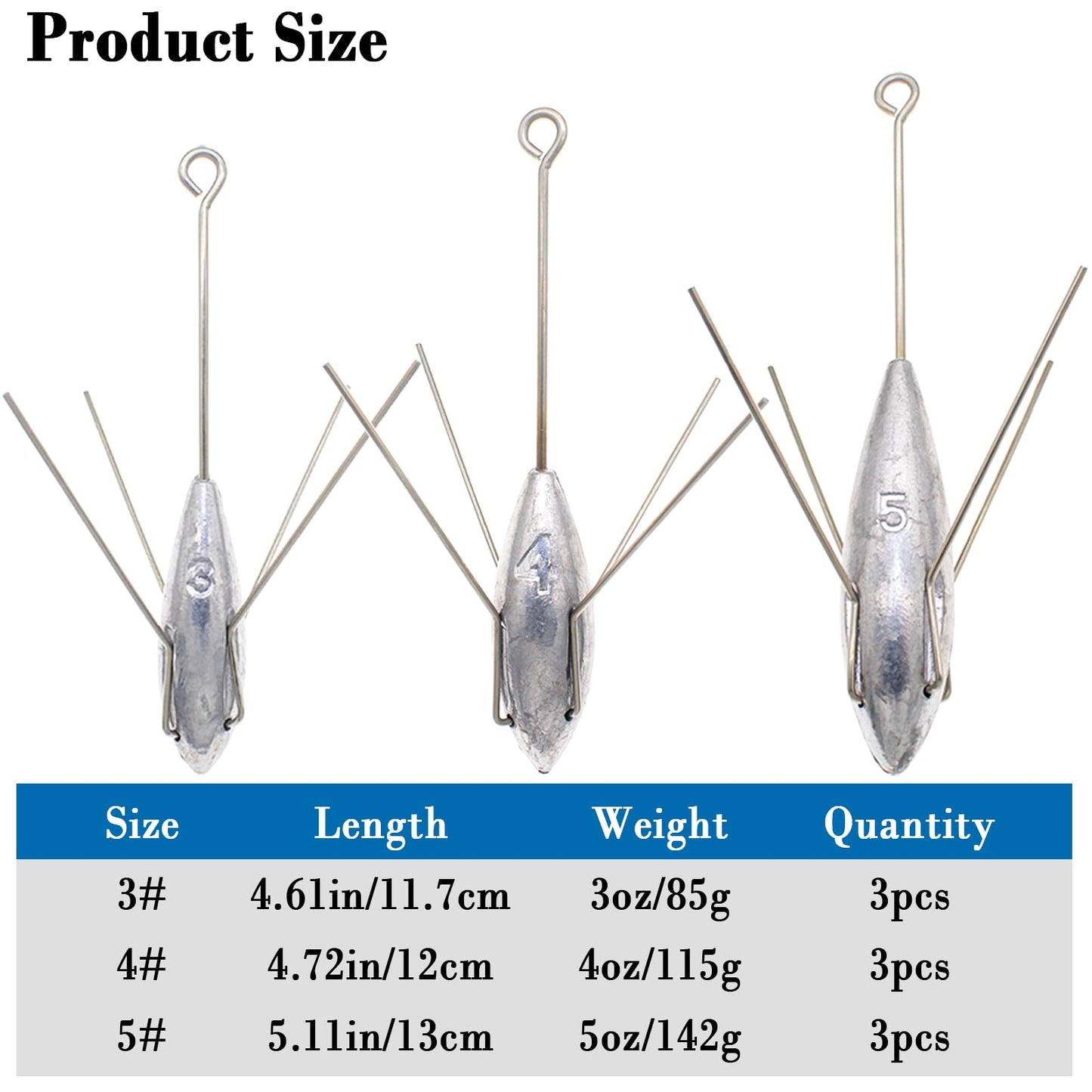 3 Pcs Sputnik Sinker Long Tail Fishing Weight Equipment, Saltwater Surf Casting Catfish Sinkers, Beach Sea Ocean Sand Fishing Spider Sinker(4)
