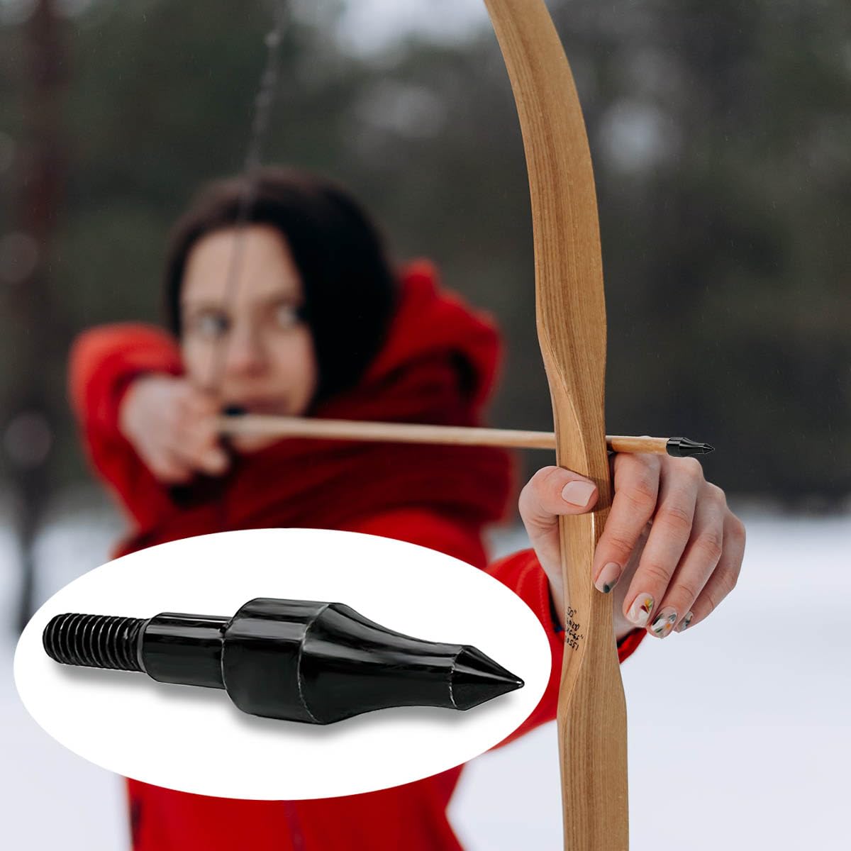 Qoaimu 100 Grain Archery Arrow Field Points Field Tips, High Precision 100 Grain Field Points, Screw-in Bullet Points for 5/16 Inch Arrows Broadheads for Recurve, Compound Bow Crossbow