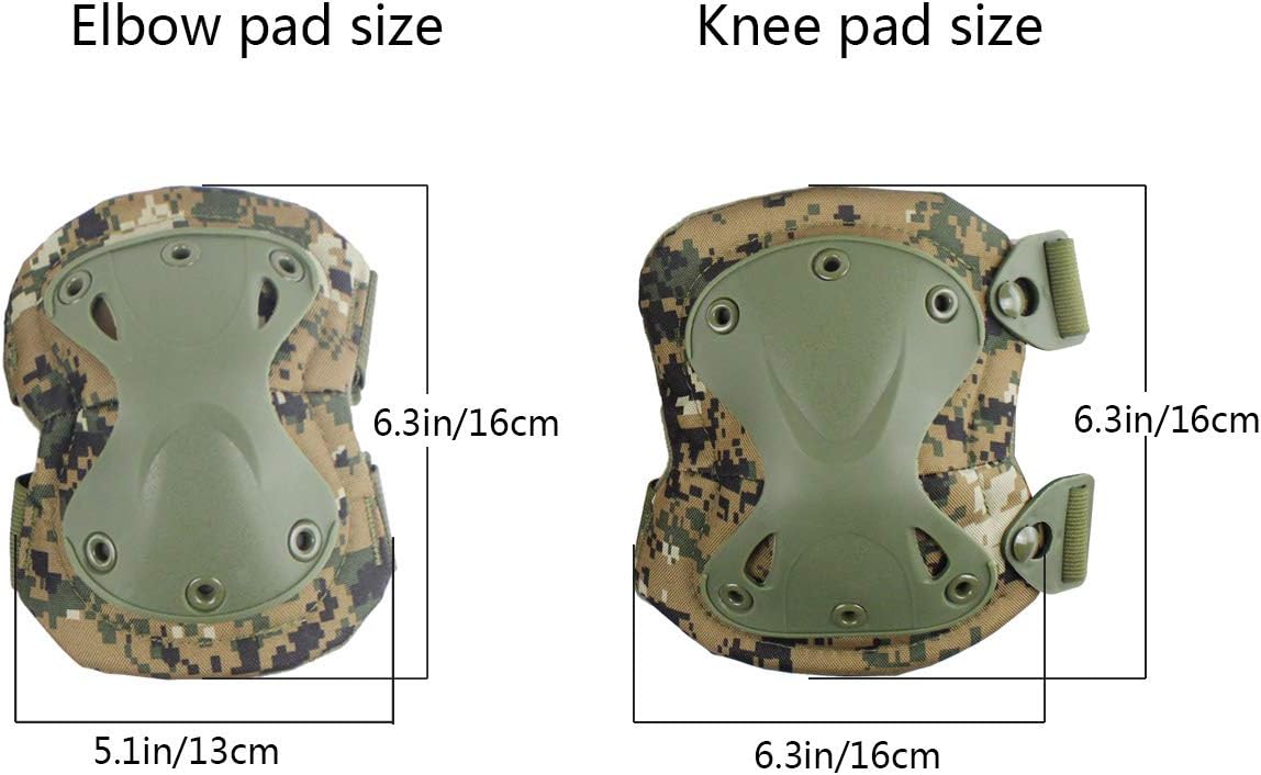 AOUTACC Tactical Combat Knee & Elbow Protective Pads Set for Outdoor CS Paintball Game Cycling Safety Skateboarding Gear Skates Knee Protection Guard Pads