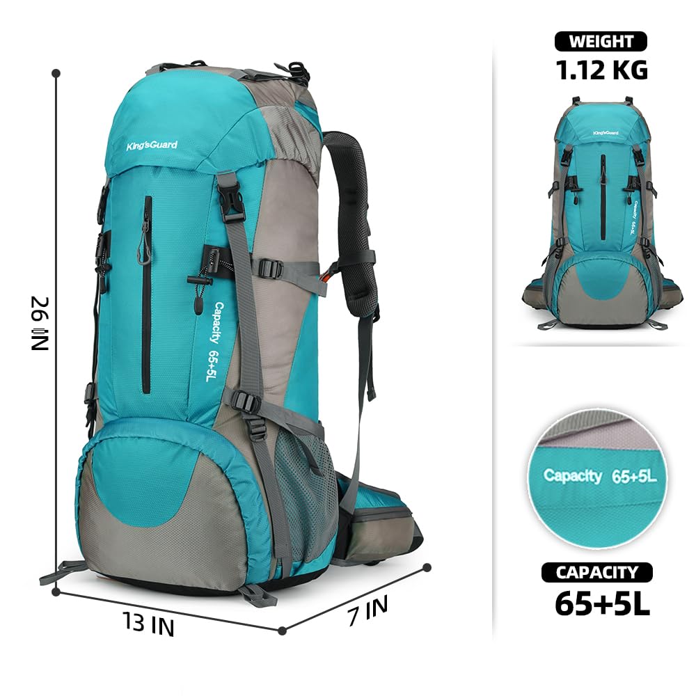 HongXingHai 70L Camping Hiking Backpack with Rain Cover Waterproof Backpacking Backpack for Hiking Treeking Climbing Outdoor (Lack Blue)