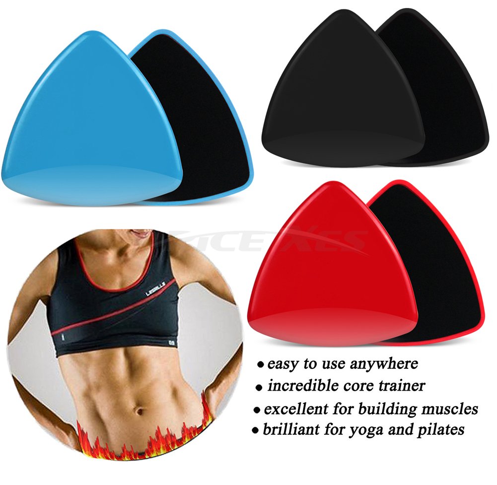 2 x Dual Sided Gliding Discs Exercise Sliders Core Sliders Fitness Ultimate Trainer Gym Home Abdominal & Total Full Body Workout Equipment on ALL surfaces Slide & Glide Exercises (Black, Circle)