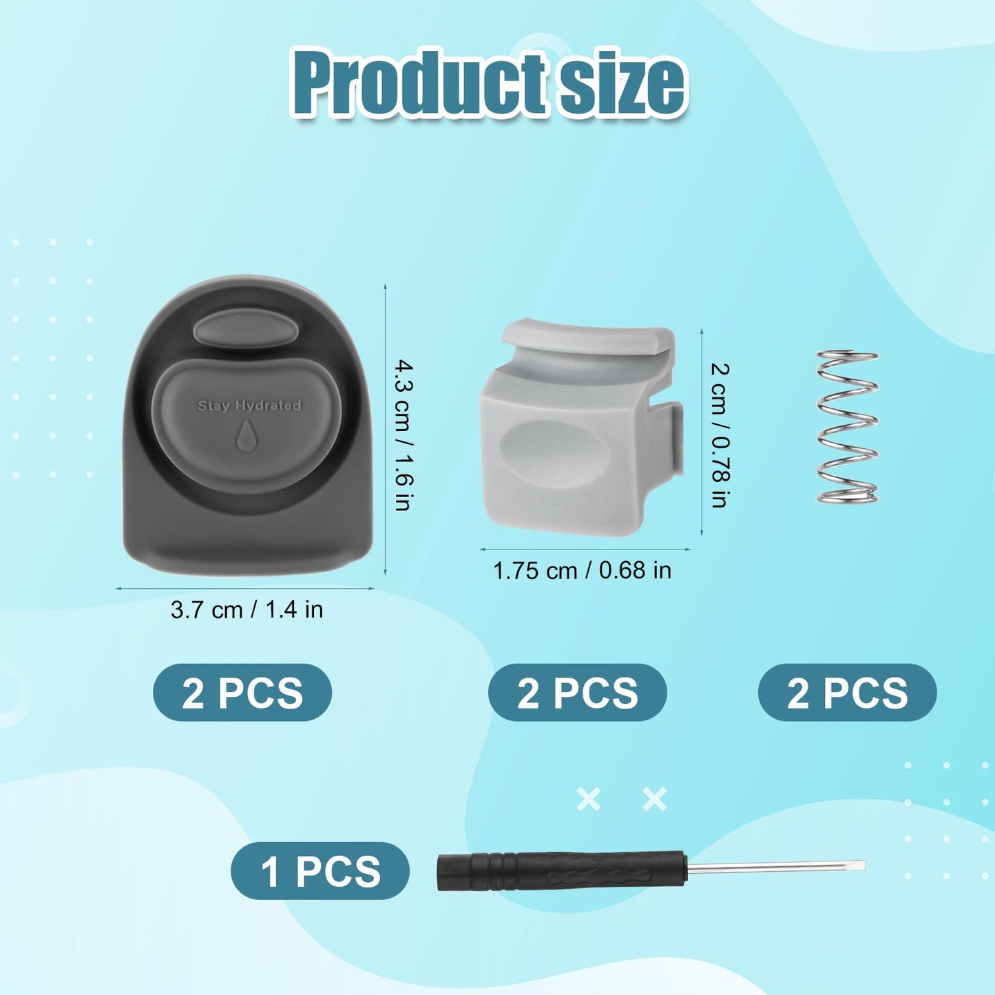 2pcs Bottle Button & Lid Replacement Stopper for Owala FreeSip 24/32oz, BPA-Free Silicone Water Bottle Stopper Push Button Switch Spring Replacement Parts for Owala 16/19/24/32/40oz Bottle Accessories