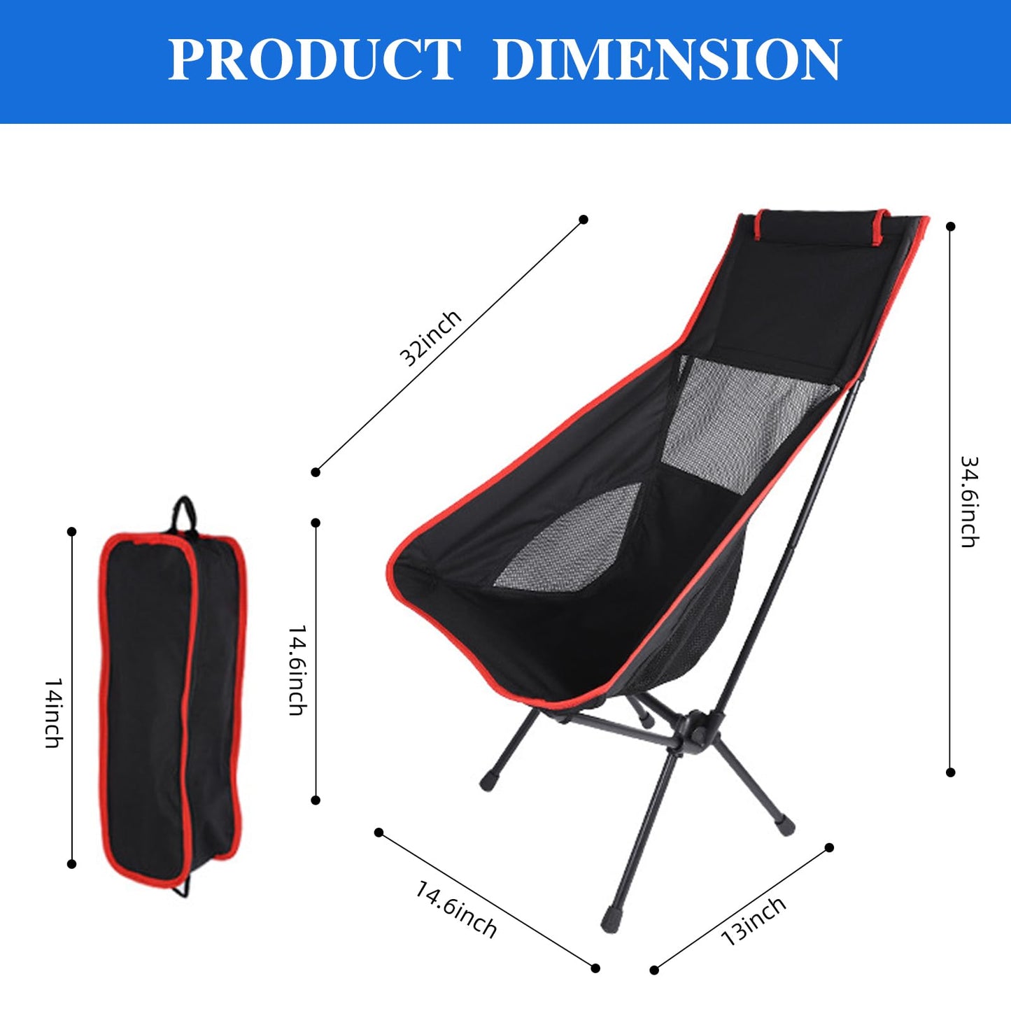 2 Pack Portable Camping Chair Backpacking Chair - Ultralight Folding Chair - Compact, Lightweight Foldable Chairs for Hiking Mountaineering, Beach-Navy Blue