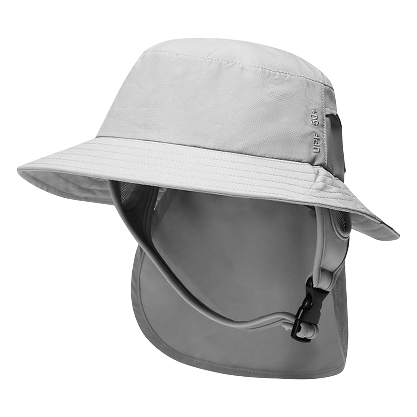 JOYART Surf Hat Bucket Beach Sun Hats with Chin Straps for Surfing,Boating,Riding,Fishing,Hiking,Watersports Men and Women,7cm Wide Stiff Brim-Gray