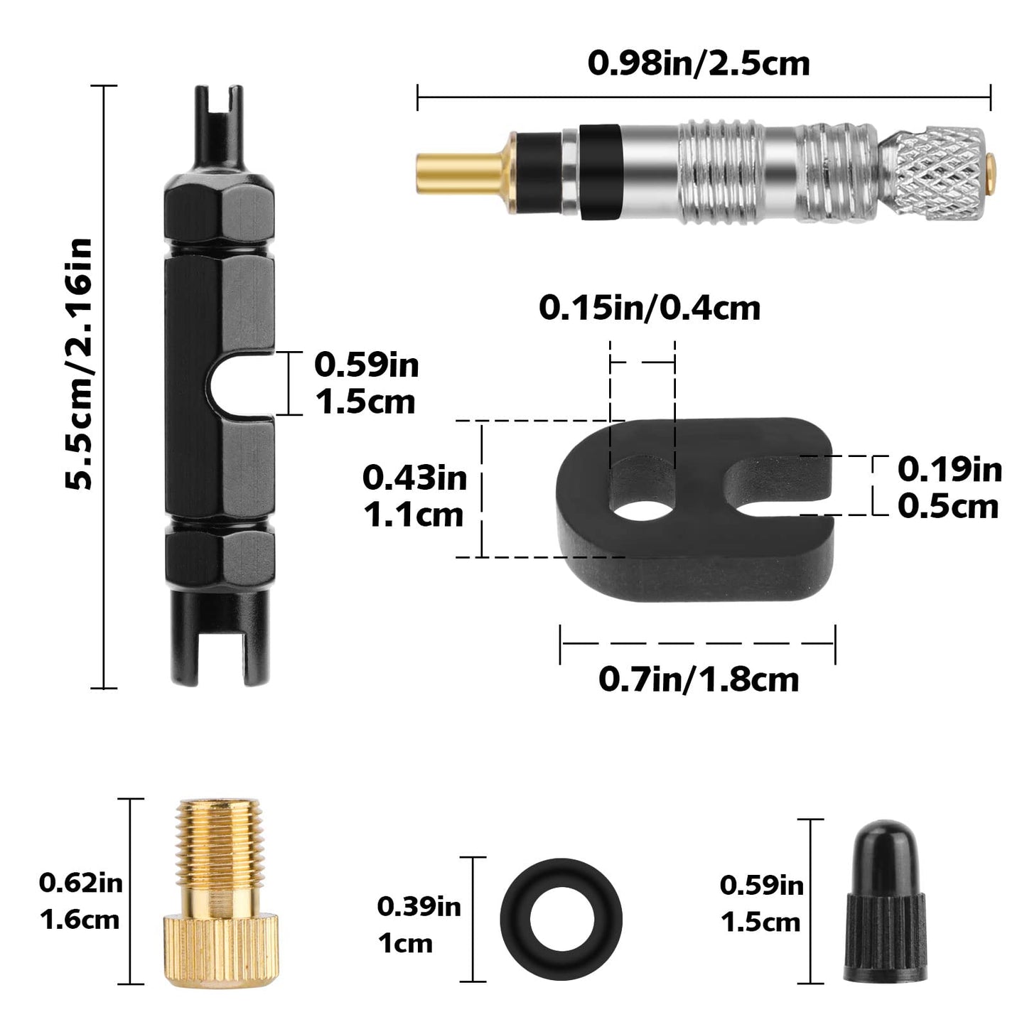Oumers Bicycle 36PCS Presta Valve Sets, Schrader Adapter, 2-in-1 Presta Valve Core Tool, Portable Storage Box