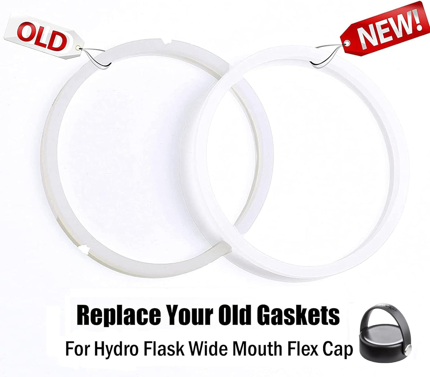 Greant 6 PCS O Ring for HydroFlask Wide Mouth Lid, 2'' to 2.3'' Rubber Seal for Hydro Flask Lid, fit Hydroflask Gasket Replacement, 3 Sizes for Different Lids