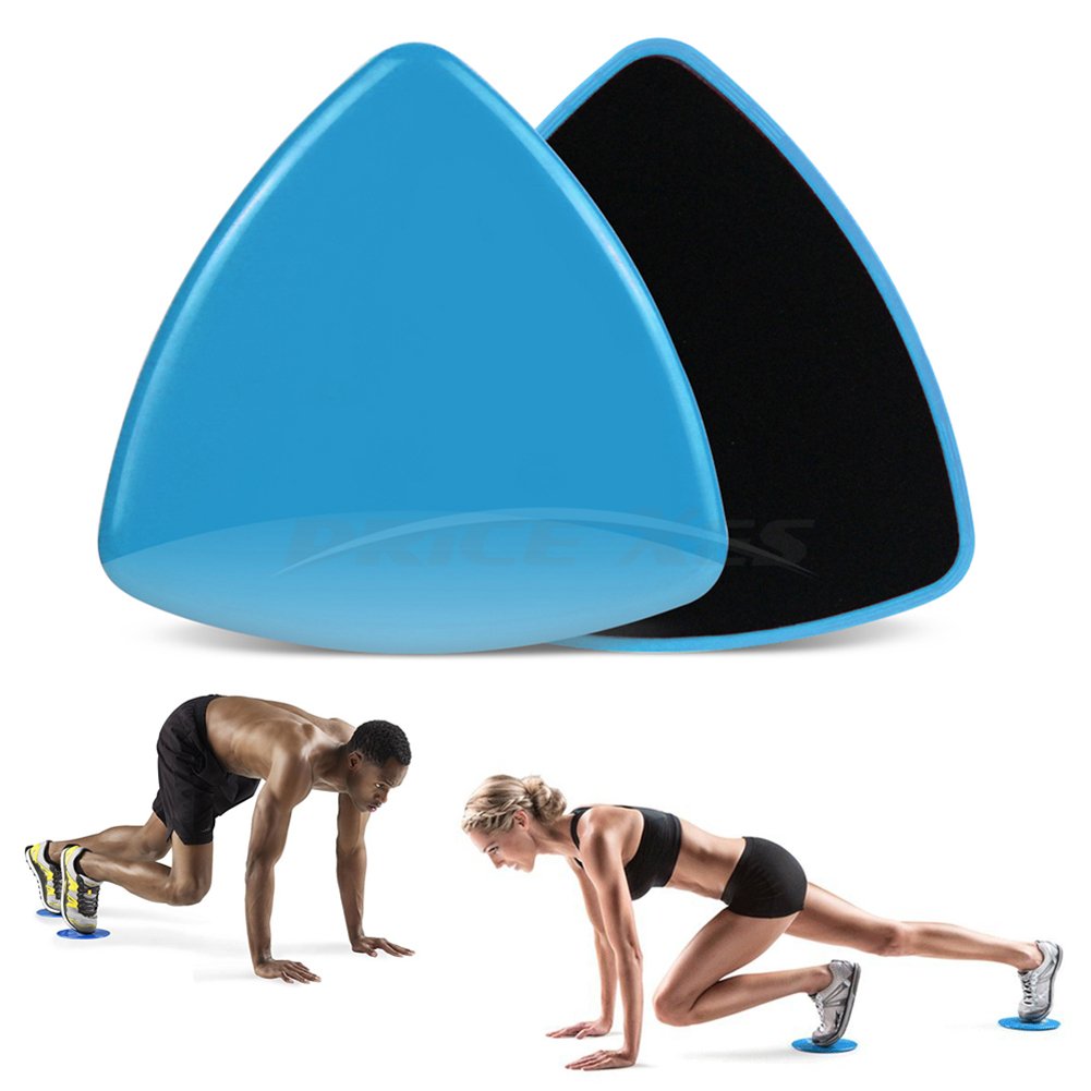 2 x Dual Sided Gliding Discs Exercise Sliders Core Sliders Fitness Ultimate Trainer Gym Home Abdominal & Total Full Body Workout Equipment on ALL surfaces Slide & Glide Exercises (Black, Circle)