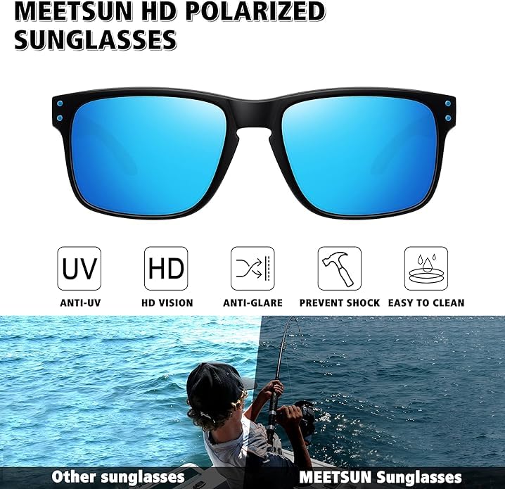 Lengnuantazhi 4 Pack Polarized Sunglasses for Men Women Sports Driving Fishing Glasses UV400 Protection, Black+red+blue+green