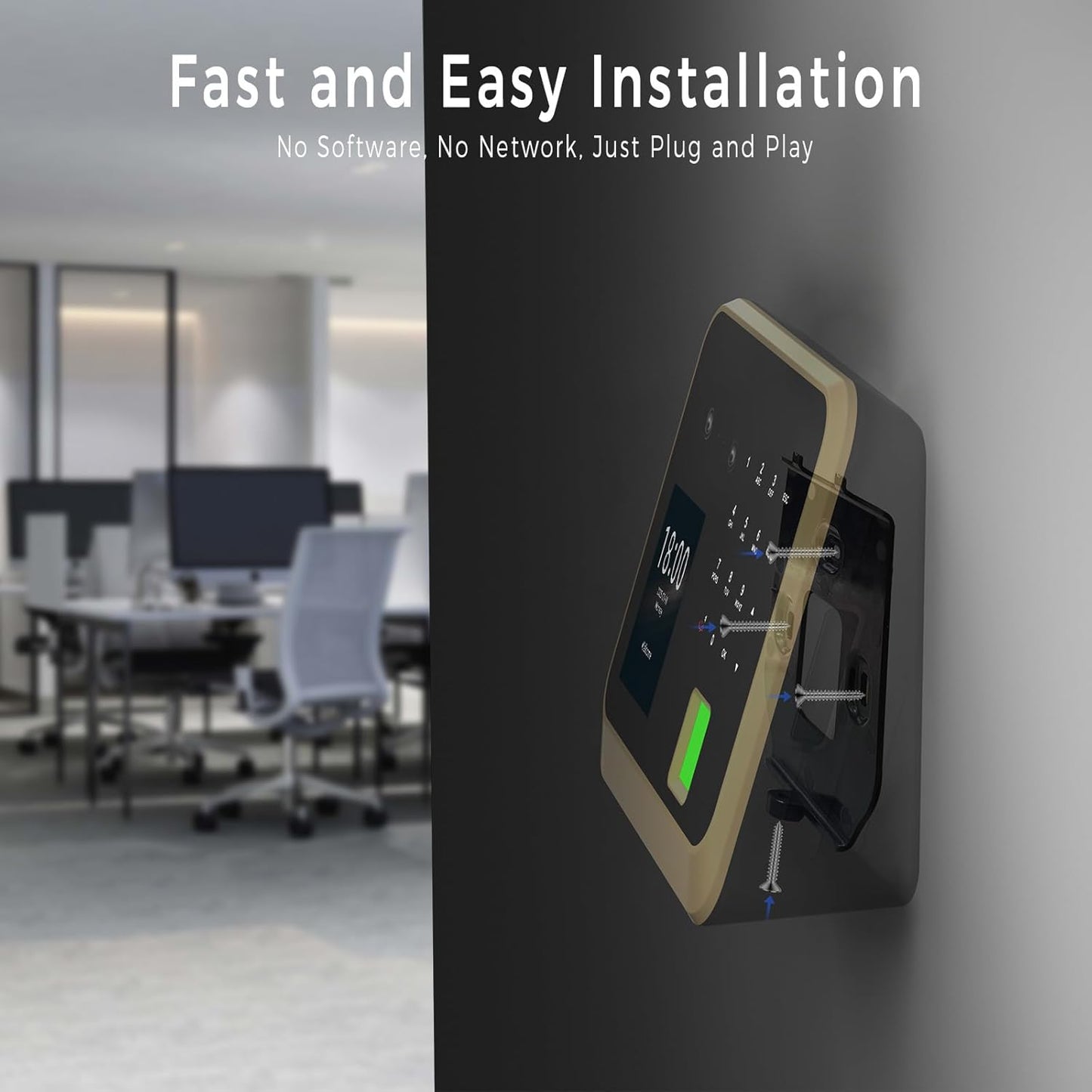 Time Clocks for Employees Small Business, Face + PIN, Clock in and Out Machine for Employees, No Monthly Fee No Software Required, Black