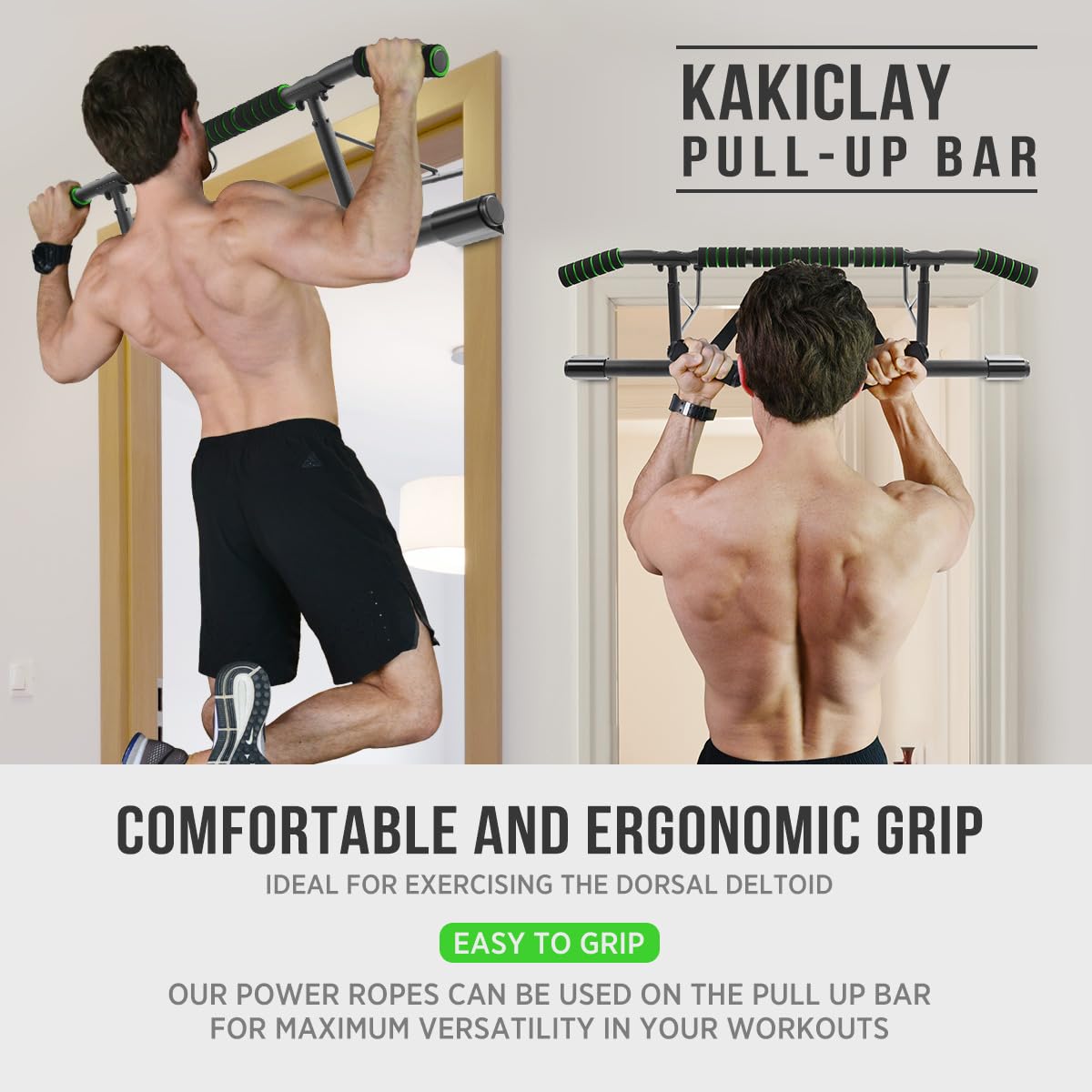 KAKICLAY Pull Up Bar for Doorway,2024 Upgrade Multi-Grip Hanging Bar for Home Gym, Max Capacity 440 lbs Multifunctional Portable Chin Up Bar - USA Original Patent, Designed, Shipped, Warranty