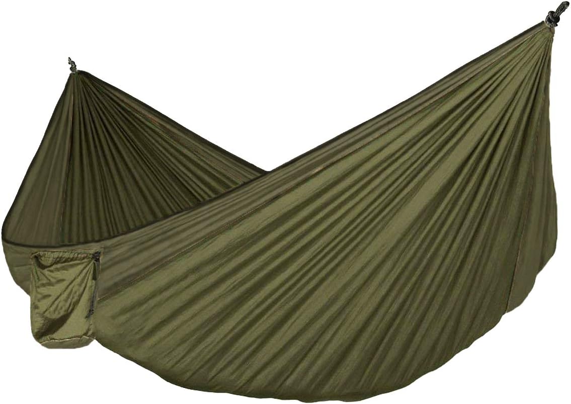 Petrichor Premium Outdoor Camping Indoor Nylon Hammock with Zipper; Size: Double - Olive Green