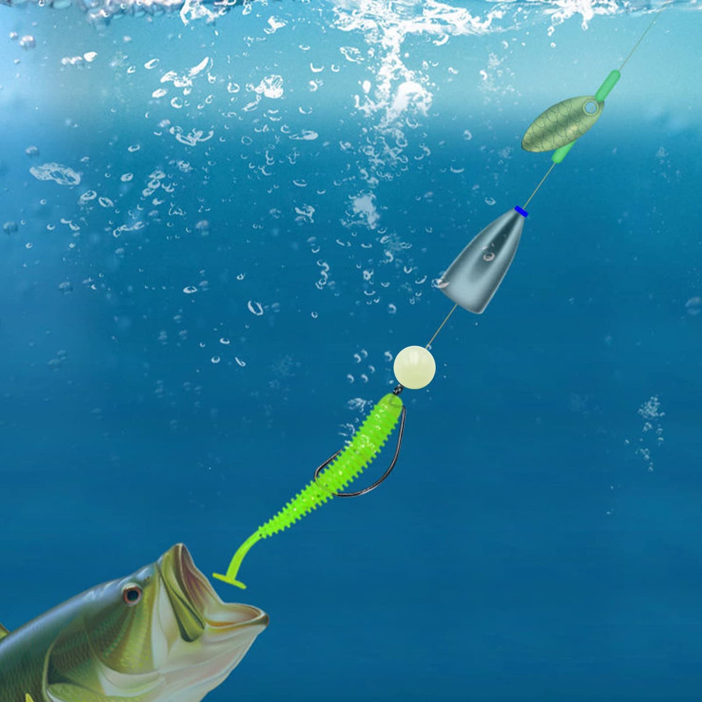 jttsptd 200Pcs 8mm Glow Fishing Beads Soft Plastic Round Beads Rubber Soft Beads Fishing Lures Accessories Box Green Fishing Bait Eggs (8mm-Soft-Green)