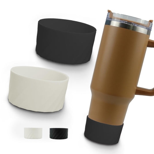 KIACFFH Boot for Stanley Cup Accessories, Silicone Boots Bottom for Stanley 40oz 30oz Tumbler with Handle (Black+Cream)