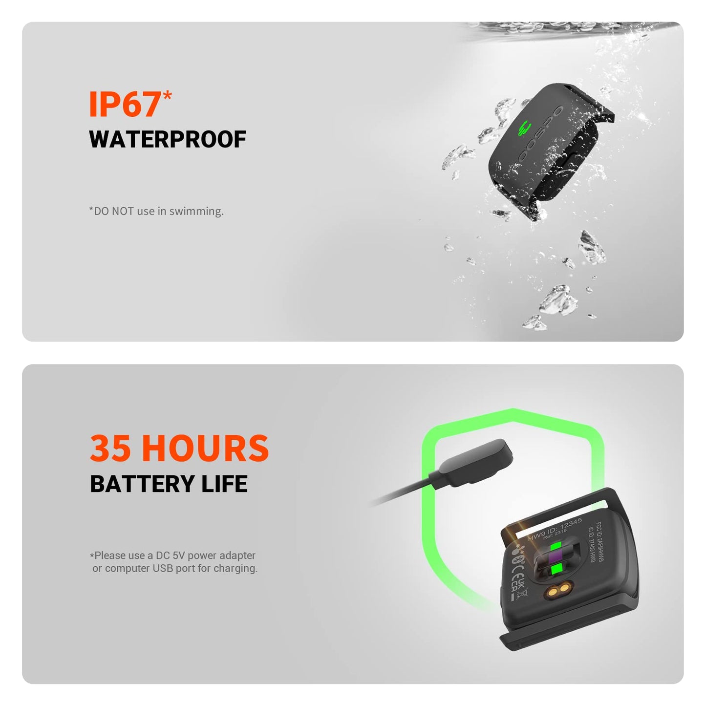COOSPO HW9 Heart Rate Monitor Bluetooth ANT+ Armband with Accurate HR Zones/Calories Burned Data, HRM Optical Sensor for Fitness Training/Cycling/Running,Compatible with Peloton,DDP Yoga,Wahoo APP