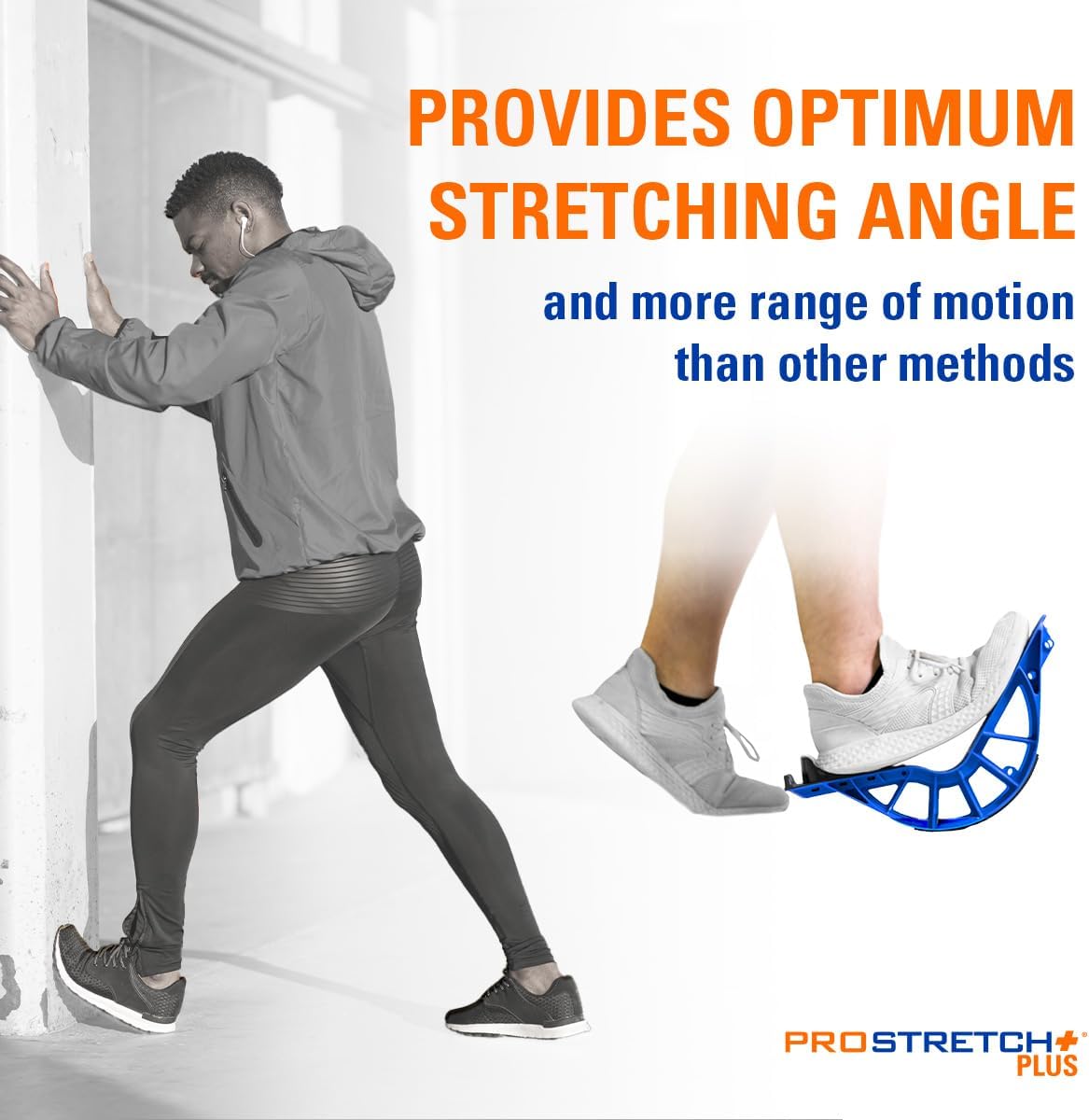 ProStretch Plus Customizable/Adjustable Calf Stretcher and Foot Rocker for Plantar Fasciitis, Achilles Tendonitis, and Tight Calves, Made in USA