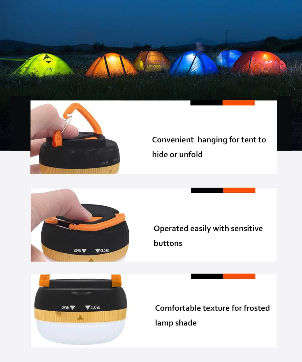 2 Pack LED Camping Lantern,Portable Tent Light with Retractable Hook and 5 Light Modes,Best for Adults and Kids