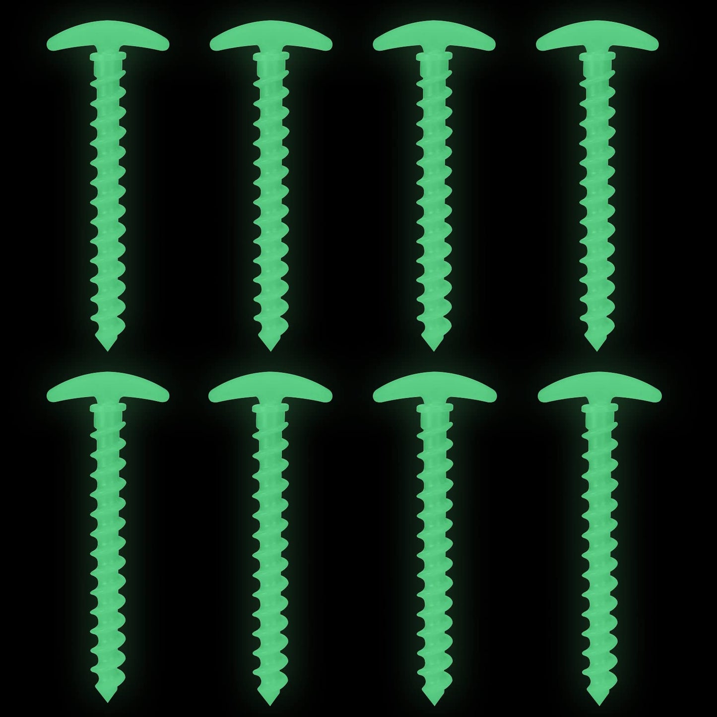 Tent Stakes 8 Pack Ground Anchors Tent Pegs,T-Shape Spiral Ground Stakes,Self-Luminous Camping Stakes Tarp Stakes Sand Anchor Nail