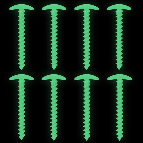 Tent Stakes 8 Pack Ground Anchors Tent Pegs,T-Shape Spiral Ground Stakes,Self-Luminous Camping Stakes Tarp Stakes Sand Anchor Nail