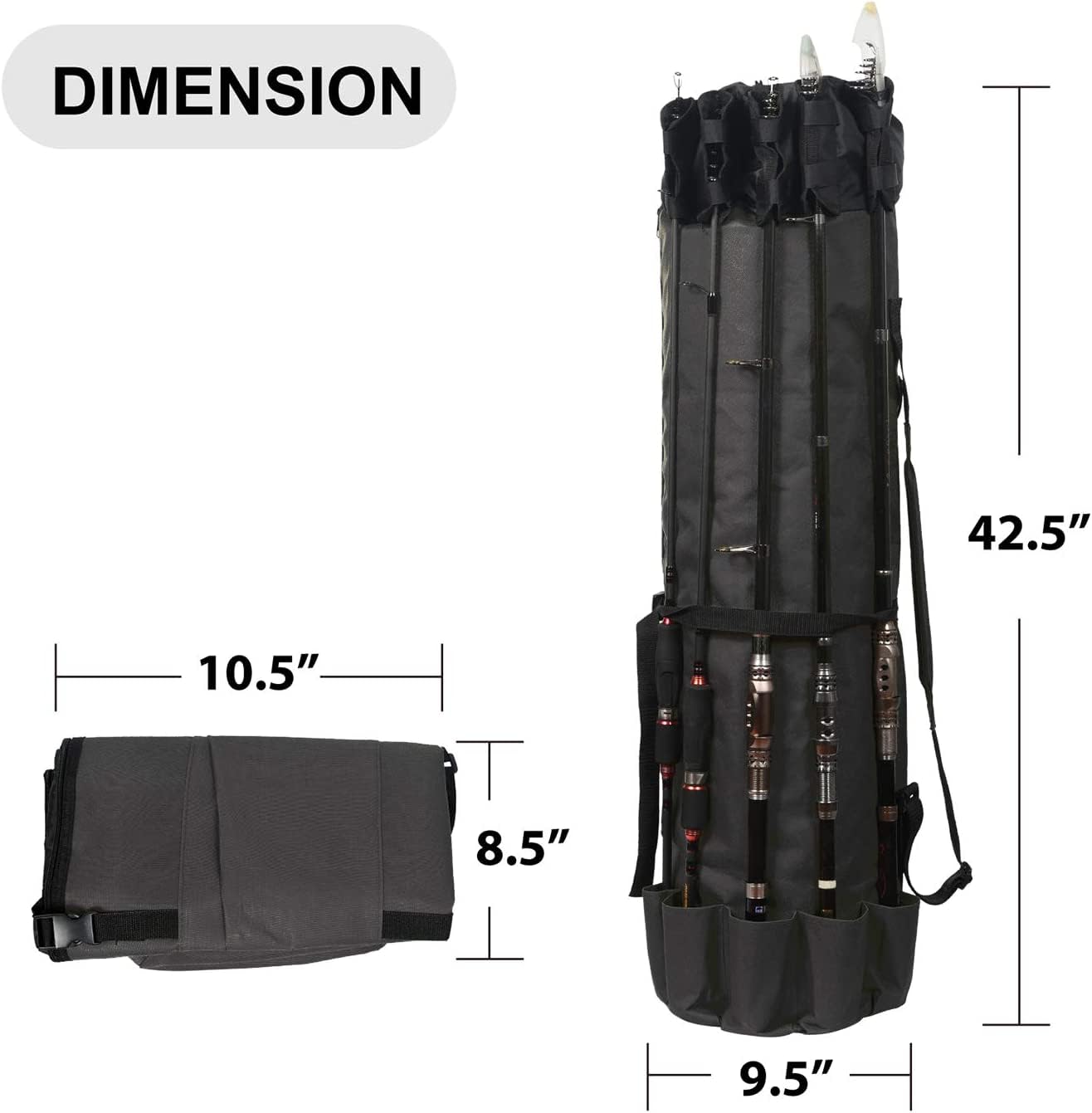LEADALLWAY Fishing Chair with Rod Holder and Cooler Bag, Camouflage, Portable, Outdoor, 2.9 lbs, 280 lbs Capacity, Steel Frame, Oxford Fabric, Anti-Slip Feet, Adjustable Shoulder Strap