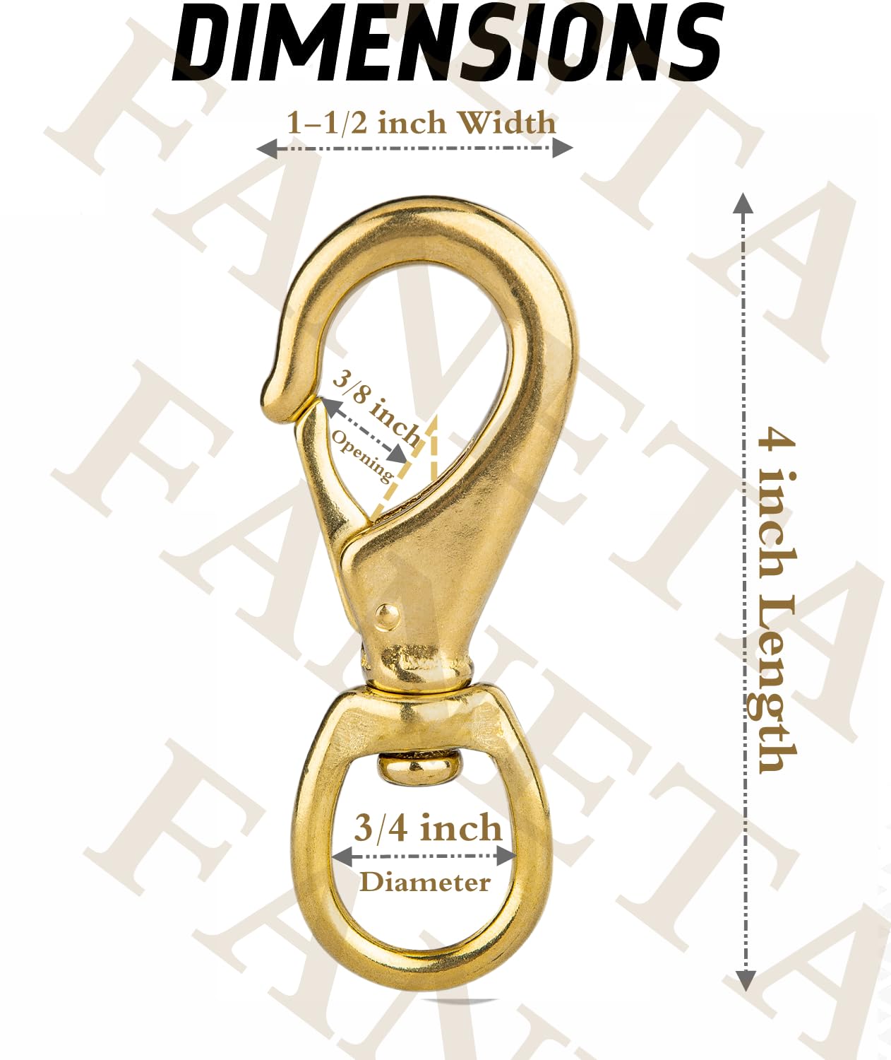 Faneta 4 inch Brass Swivel Snap Hooks Heavy Duty 3/4 inch Swivel Eye - Solid Brass Scuba Diving Clips #2 - Seadog Line, Anchor Lines, Bags, Belting, Leashes, Straps, Luggage, Leathercarft (Pack of 2)