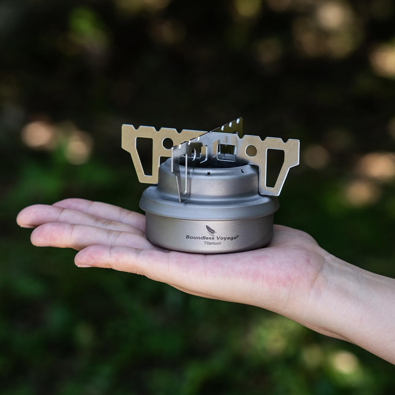 iBasingo Ultralight Titanium Camping Alcohol Stove 60ml Portable Mini Spirit Burner with Stand Compact Backpacking Stove for Outdoor Cooking, Hiking, Picnics & Survival Gear Ti2001C