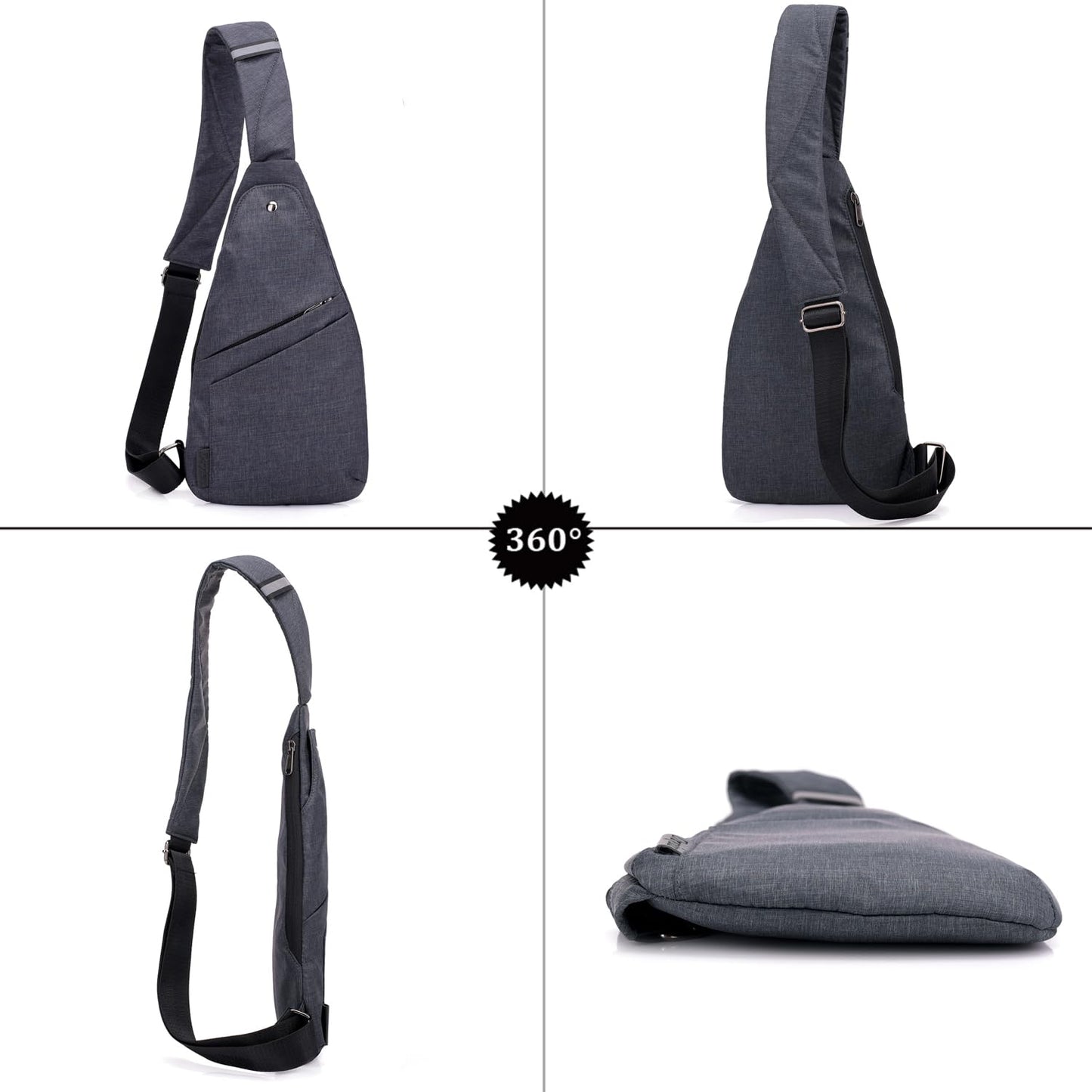 Wytidian Crossbody Sling Backpack Sling Bag Lightweight Personal Pocket Chest Bag for Travel Hiking Camping (Dark Grey)