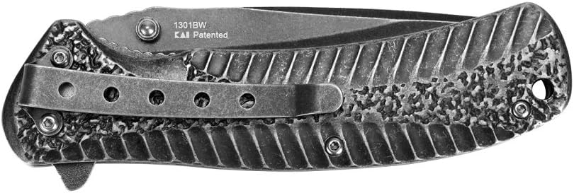Kershaw Starter Folding Pocket Knife (1301BW); 4Cr14 Steel Blade With Black-Oxide BlackWash Finish, SpeedSafe Assisted, Single-Position Deep Carry Clip; 3.5 oz., 3.5 In. Blade, 7.9 In. Overall Length