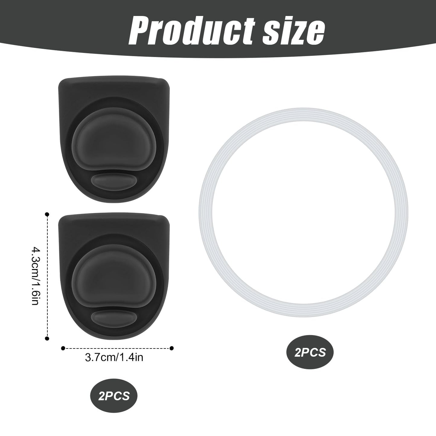 4pcs Bottle Seal Ring & Replacement Rubber Stopper for Owala FreeSip 16oz 19oz 24oz 32oz 40oz, Silicone O Ring Water Bottle Top Lid Parts, Cap Mouth Plug Gasket Accessories, BPA-Free (Black)