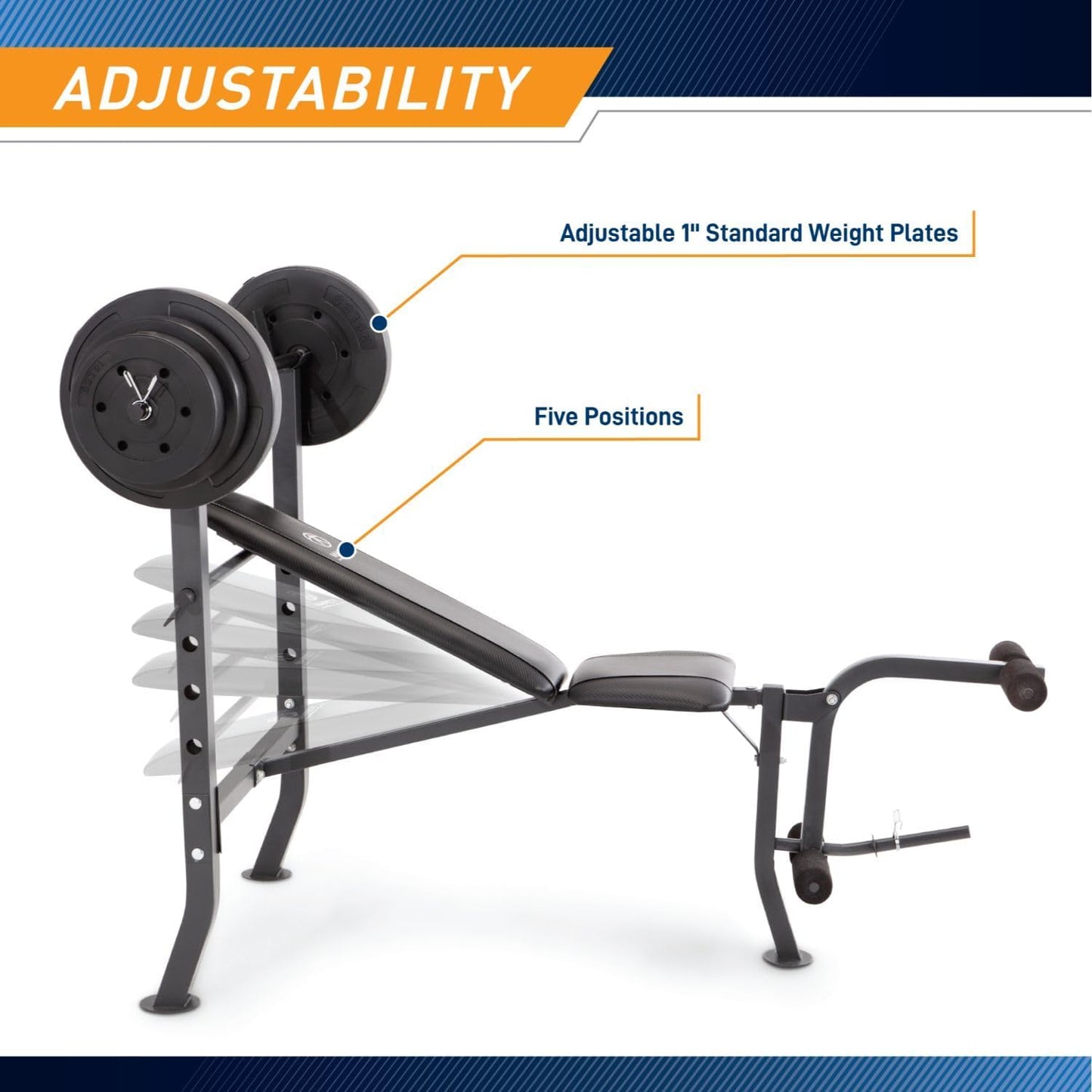 Marcy Standard Weight Bench with 80lbs to 100 lbs Vinyl-Coated Weight Set for Strength Training, Weight Lifting for Personal Home Gym