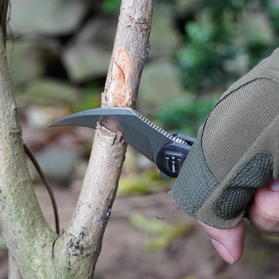 SHIELDON Scythe Pocket Knife 2.55" Stonewashed 154CM Steel Hawkbill Point Blade Black Micarta & G10 Handle Folding Knife, Nested Liner Lock Reversible Wire Clip EDC Knife