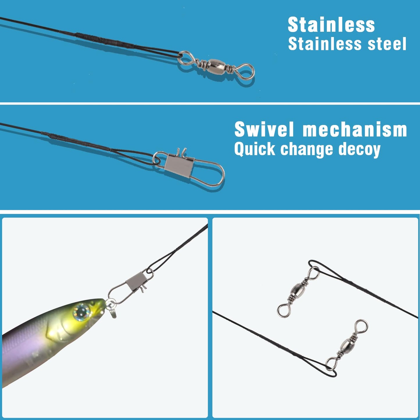 Fishing Leaders, 40 Pcs Upgrade Stainless Steel Leader High-Strength Fishing Line Leader Wire Leaders for Fishing Saltwater Fishing Wire Leader Fishing Hooks for Lures Bait Rig Or Hooks Fishing Gift