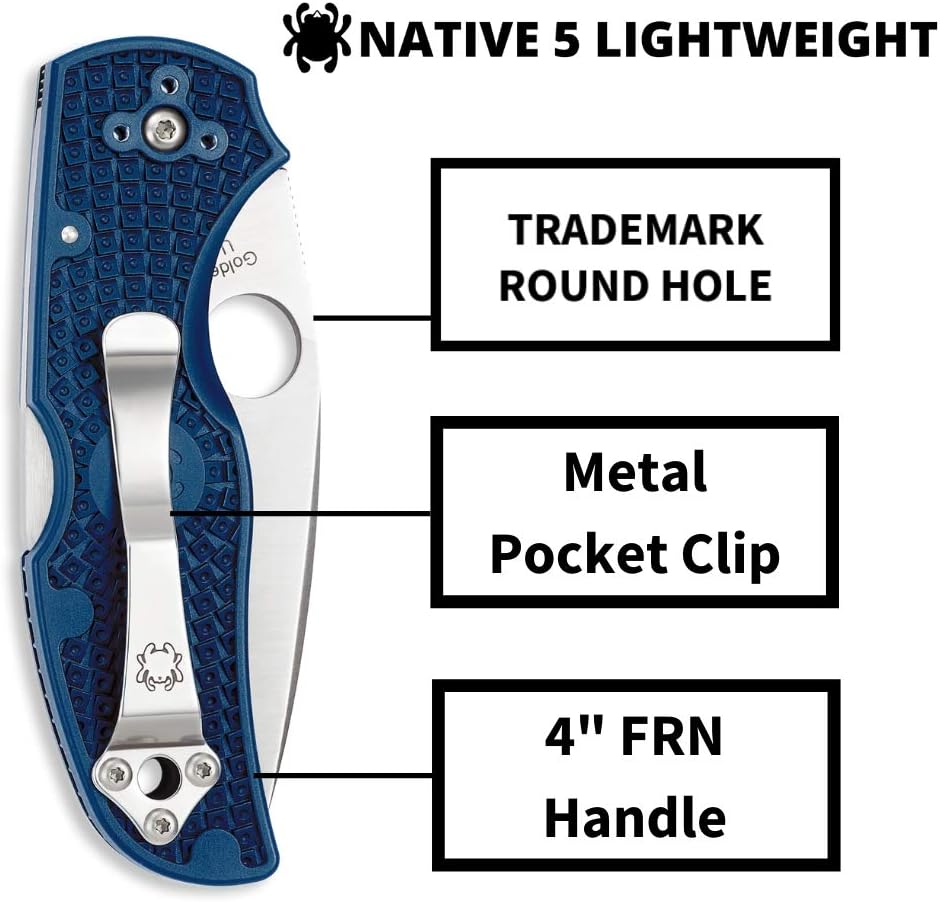 Spyderco Native 5 Lightweight Signature Knife with 2.95" CPM S110V Steel Blade and Dark Blue FRN Handle - PlainEdge - C41PDBL5