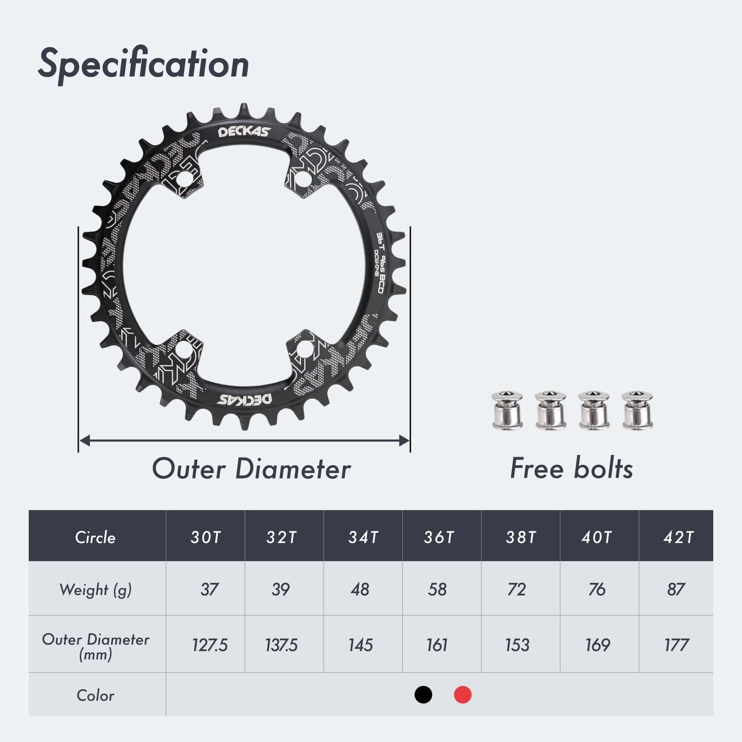 DJC Bike Chainring Asymmetrical 96BCD Narrow Wide Tooth MTB for XT SLX M6000 / M7000 / M8000 / M9000 7/8/9/10/11/12 Speed Aluminum 7075 30T 32 34 36 38T, Round 42T Black