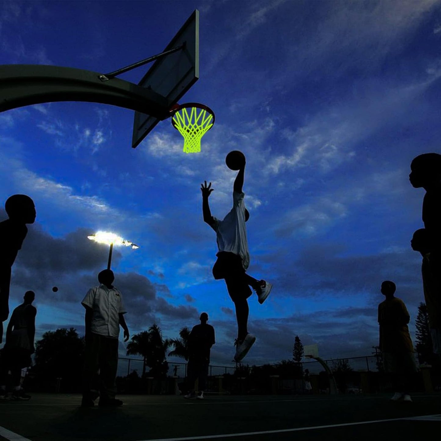 Glow Basketball Net – Luminous Outdoor Nylon | Portable Sun-Powered Nightlight
