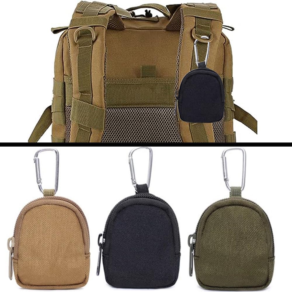 2 Pack Tactical Coin Purse - Military Pocket Keychain Pouch as Mini Tool Organizer Coin Car Key Waist Case Earphone Pack Backpack Accessory Pouch (Black-2pcs)