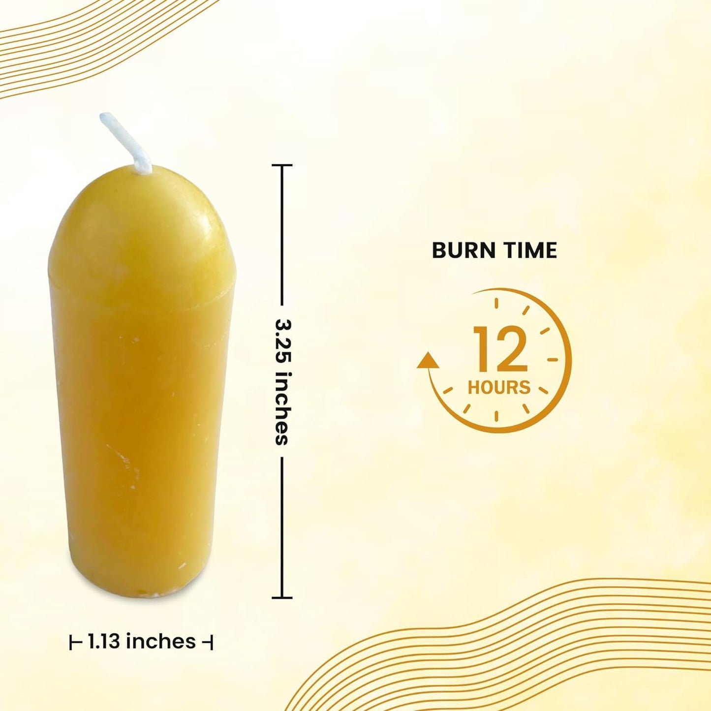 BeeTheLight Beeswax Lantern Candles (3.5" x 1.25") - Smokeless Unscented Candle - 12 Hours Burn Time Each - Pure Beeswax Candle - Handmade Camping Candle for Lanterns & Chandeliers - Pack of 10