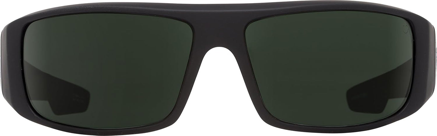 Spy Optic Logan 670939973864 Polarized Wrap Sunglasses, (Soft Matte Black/Happy Gray/Green Polar)