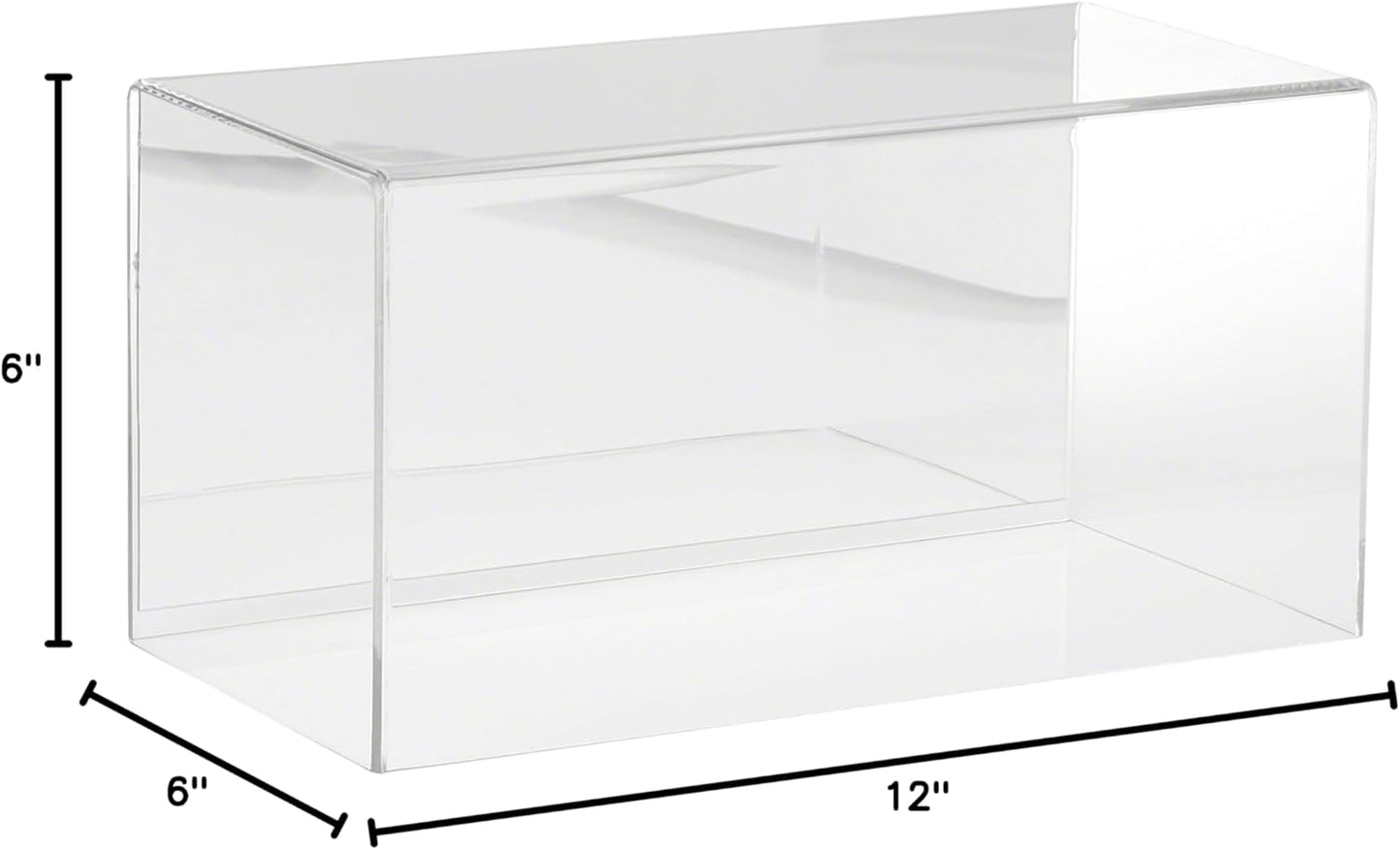 Plymor Clear Acrylic Display Case with Hardwood Base, 12" W x 6" D x 6" H
