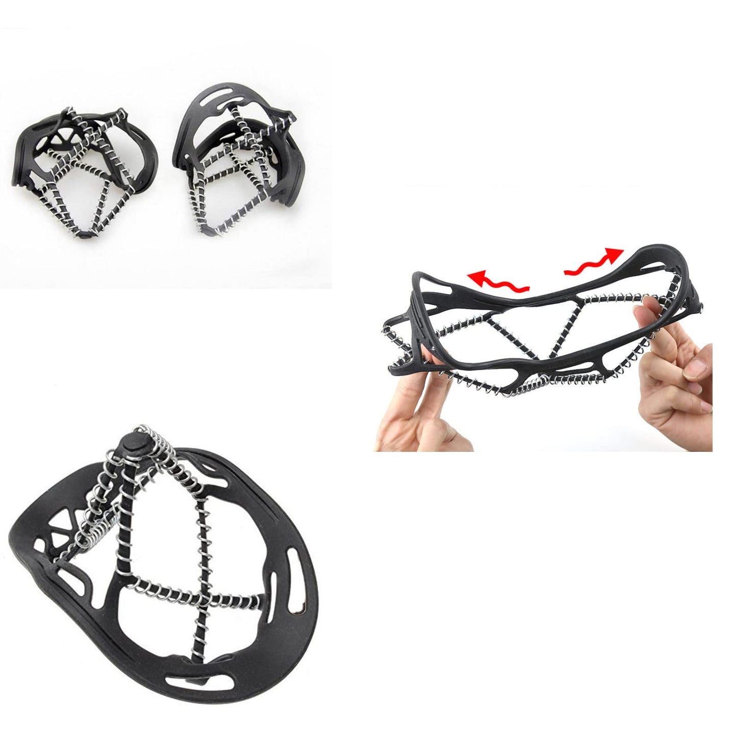 Walk Traction Cleats,Ice Cleats Anti Slip Crampons Rubber Spikes Ice Snow Grippers for Boots and Shoes for Winter Walking on Snow and Ice Climbing Hiking Mountaineering 2PCS for Man and Woman