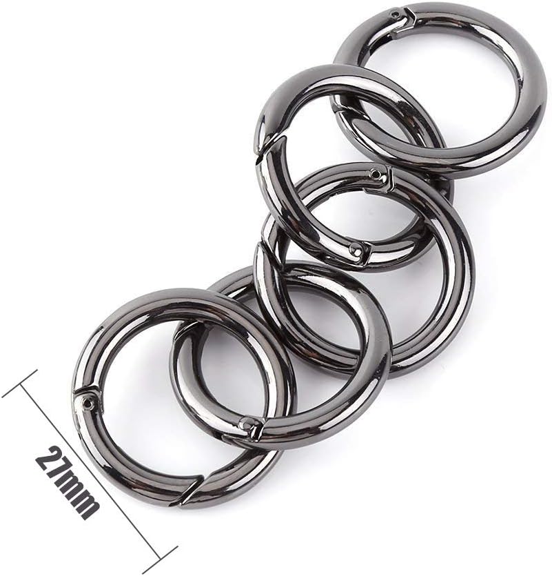 10 Pieces Carabiners Rings - Zinc Alloy Round Carabiner Loaded Gate Clips Spring Snap Hook Locking Carabiners Keychain Keyring Buckle
